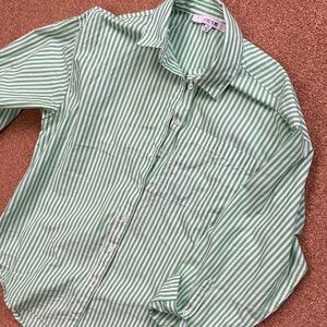 Joe's Jeans Green & White Striped Button-Down Shirt
